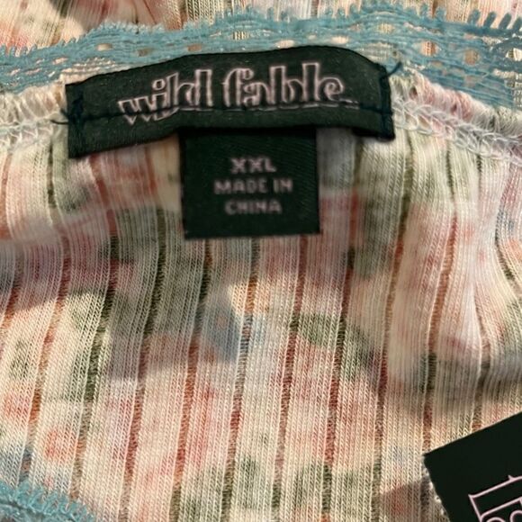 WILD FABLE Women's Lace Trim Tiny Tank Top - Floral Pink XXL- - Picture 4 of 4